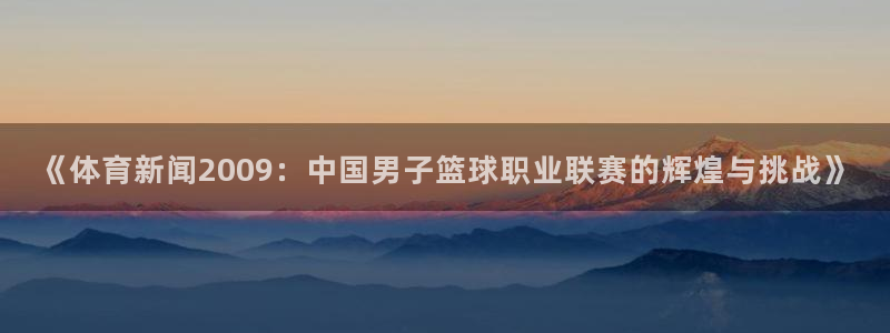 《体育新闻2009：中国男子篮球职业联赛的辉煌与挑战》